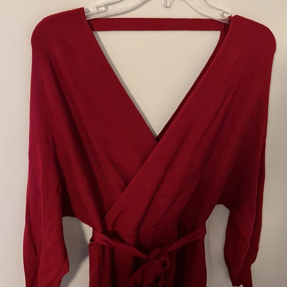 Wine Red Waist Tie Bodycon Maxi Dress - Picture 5 of 7